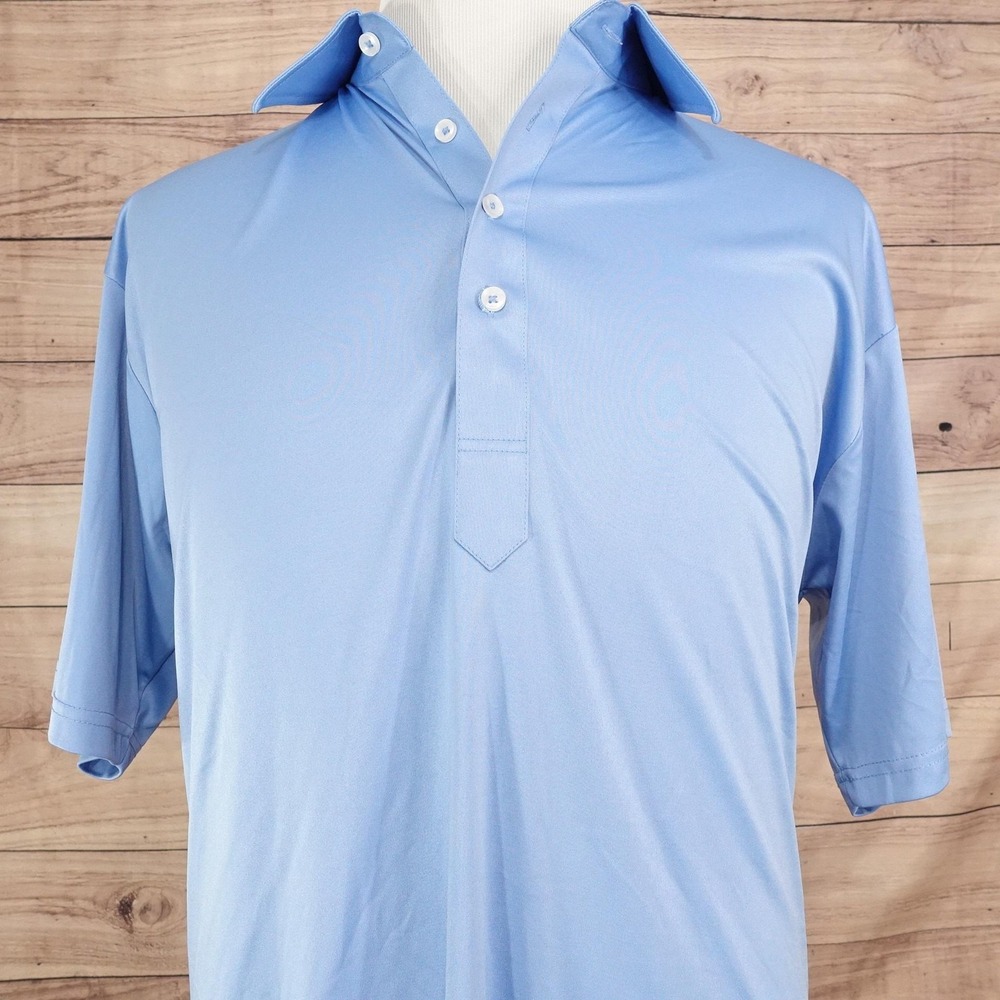 Collars & Co. Polo Shirt Mens XL Blue 100% Polyester Dress Collar Short Sleeve